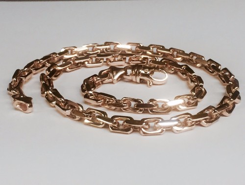 18k Solid ROSE Gold Handmade Link Mens 