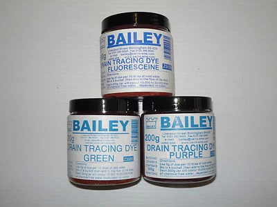 Bailey Brothers Drain Tracing Dye 200g Jars All Colours Available