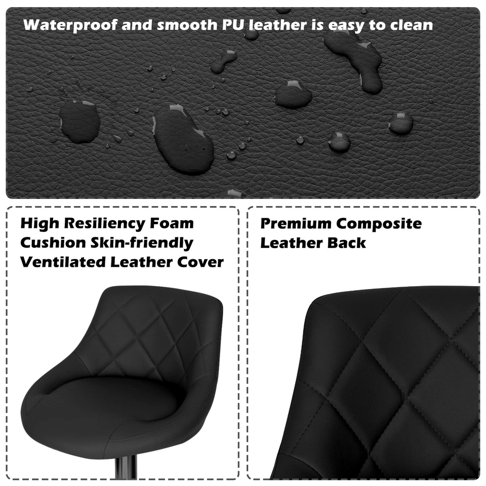 Set of 2 Bar Stools Height Adjustable Swivel Bar Stool for Pub Kitchen Counter - Image 2 of 4