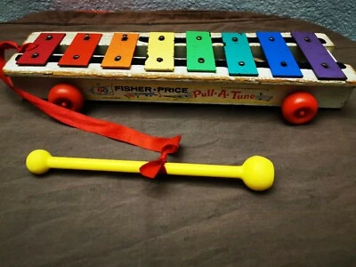 !!!  Vintage Fisher Price xylophone 870 Pull A Tune 1964 / old 60's  !!! - Photo 1/4