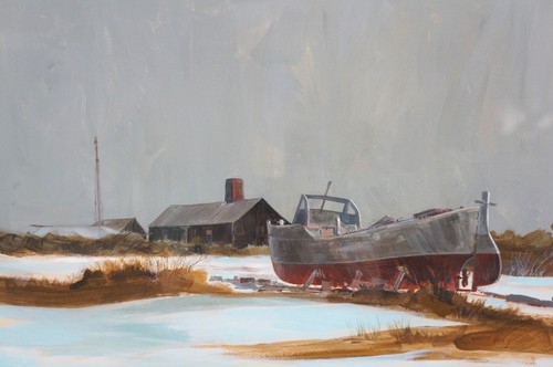 Robert Pailthorpe Old Fishing Wharf Nautical Rhode Island Seascape Watercolor 28 - Picture 6 of 11