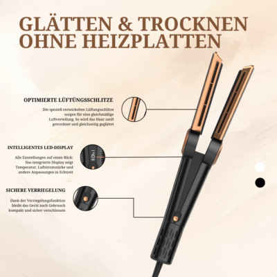 EloStrait 2-in-1 Haartrockner & Luft Haarglätter   AirFlow Glätteisen (80-140°C)