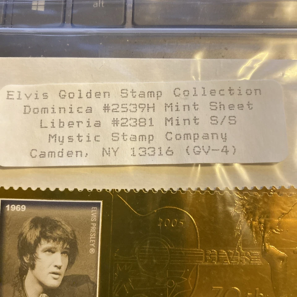 Elvis Presley $20 Dominica Souvenir Stamp Gold Foil Sheet 70th Birth Anniversary - Image 4 of 4