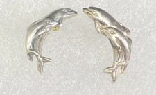 Sterling Silver Earrings Two Dolphin Earrings Post Pierced