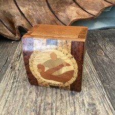Unique Bolivian Folk Art Wood Carved Marquetry Trinket Gift Box Cochabamba