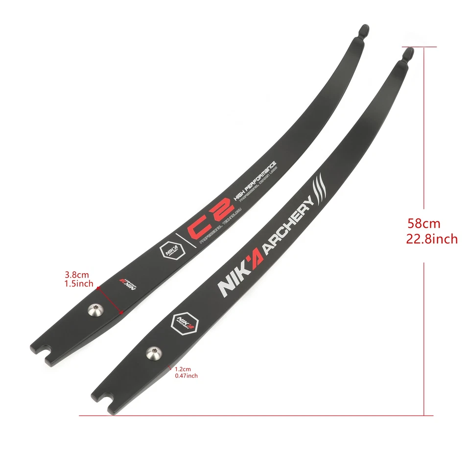ILF Recurve Bow Limbs Carbon Archery 12-50lbs H25-68" Target Hunting NIKA C2 - Image 3 of 4