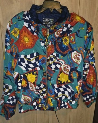 River Edge Sport Vtg 80s Wind Breaker Track Suit Jacket Women's Sz Medium 