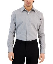 Club Room Men's Regular Fit Check Dress Shirt B W SMALL 14-14.5 in