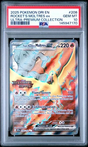 2025 POKEMON DRI EN-DESTINED RIVALS #208 TEAM ROCKET'S MOLTRES EX PSA 10