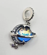 925 Sterling Silver Moon & Star Charm Bead