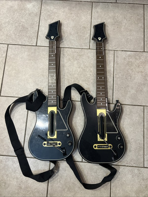 Guitar Hero Power Wireless Guitar Xbox 360 Black Activision No Dongle Lot Of 2