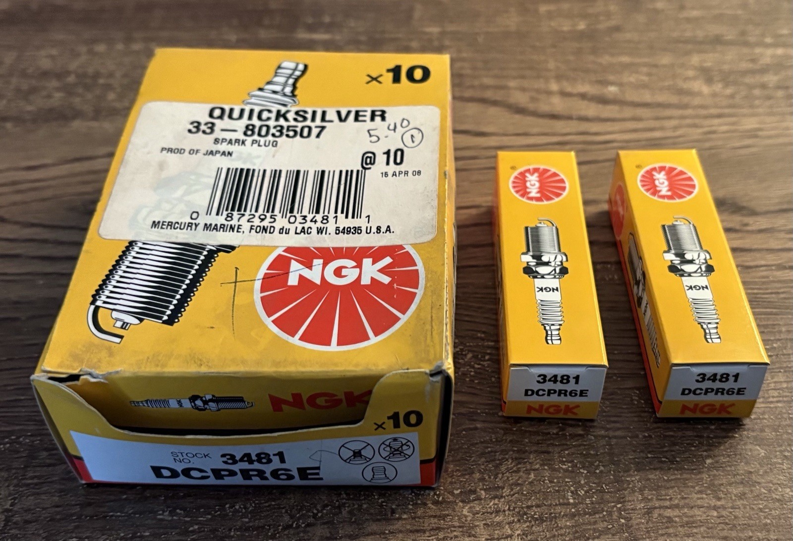 Quicksilver 33-803507 2 Spark Plugs NGK DCPR6E OEM New Factory Boat Parts