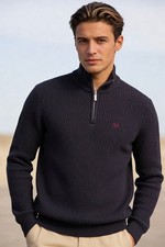 Crew Clothing Quarter Zip Fisherman Jumper