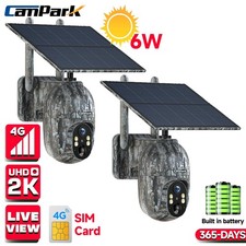 2* 2.5k 4G LTE Solar Wildlife Trail Camera Outdoor Hunting PTZ Security Cam SIM