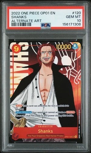 2022 ONE PIECE SHANKS ALTERNATE ART OP01-120 ROMANCE DAWN SEC PSA 10 GEM MINT