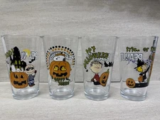 Peanuts Charlie Brown Snoopy Halloween Pint Drinking Glass 4 Pack