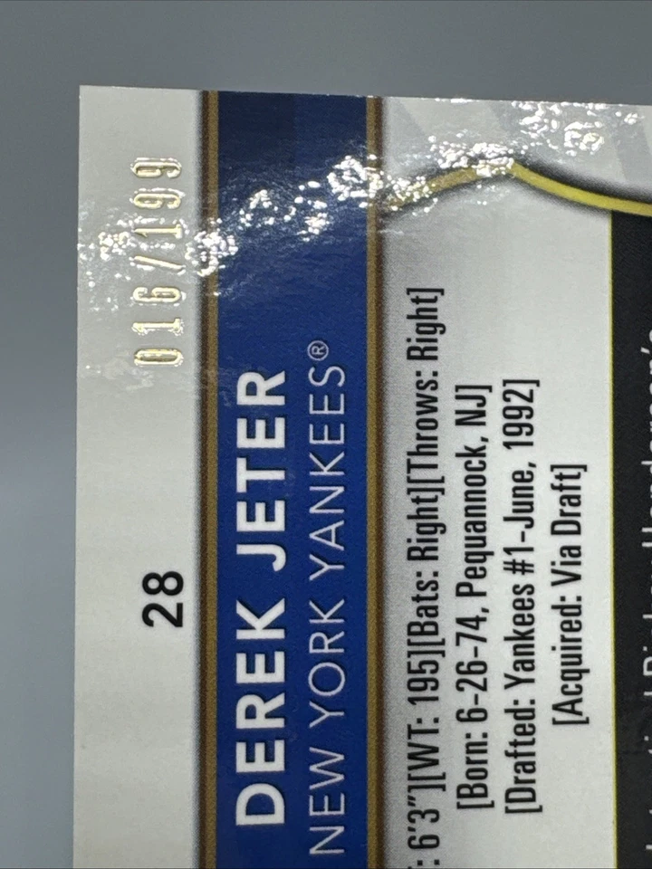 2011 Topps Finest - Derek Jeter #28 Green Refractor New York Yankees 16/199 - Image 4 of 4