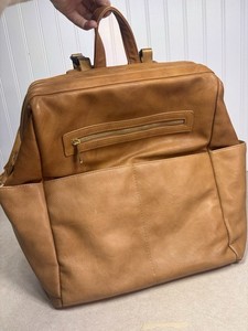 Mom Inside Leather Multi Compartment Backpack Tote With insulated Pockets
