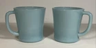 Vintage Set Of 2 Fire King Delphite Turquoise Blue Milk Glass D Handle Mug