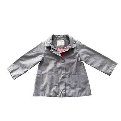 Zara BabyGirl Gray Chore Coat Zip Up Rain Jacket 18-24 Months Spring Toddler