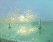 Original oil on canvas Impasto painting, Hand-painted seascape, Impressionism