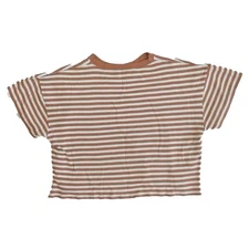 Rylee + Cru Womens Small Camel Stripe Waffle Boxy Tee Top