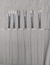 Vintage Concord Stainless Italy Fondue Forks Set Of 6 With Tied Felt Pouch