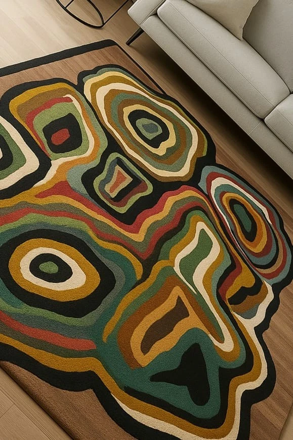 Abstract Geometric Multicolor Area Rug for Modern Living Room Decor - Image 3 of 4