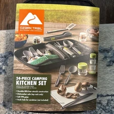 Ozark Trail - 24-Piece Camping Kitchen Set BPA-Free Plastic with Travel Bag