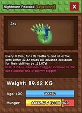 🔥NIGHTMARE PEACOCK 15SECOND CD🔥85KG+++| GROW A GARDEN ⚡FAST DELIVERY ⚡