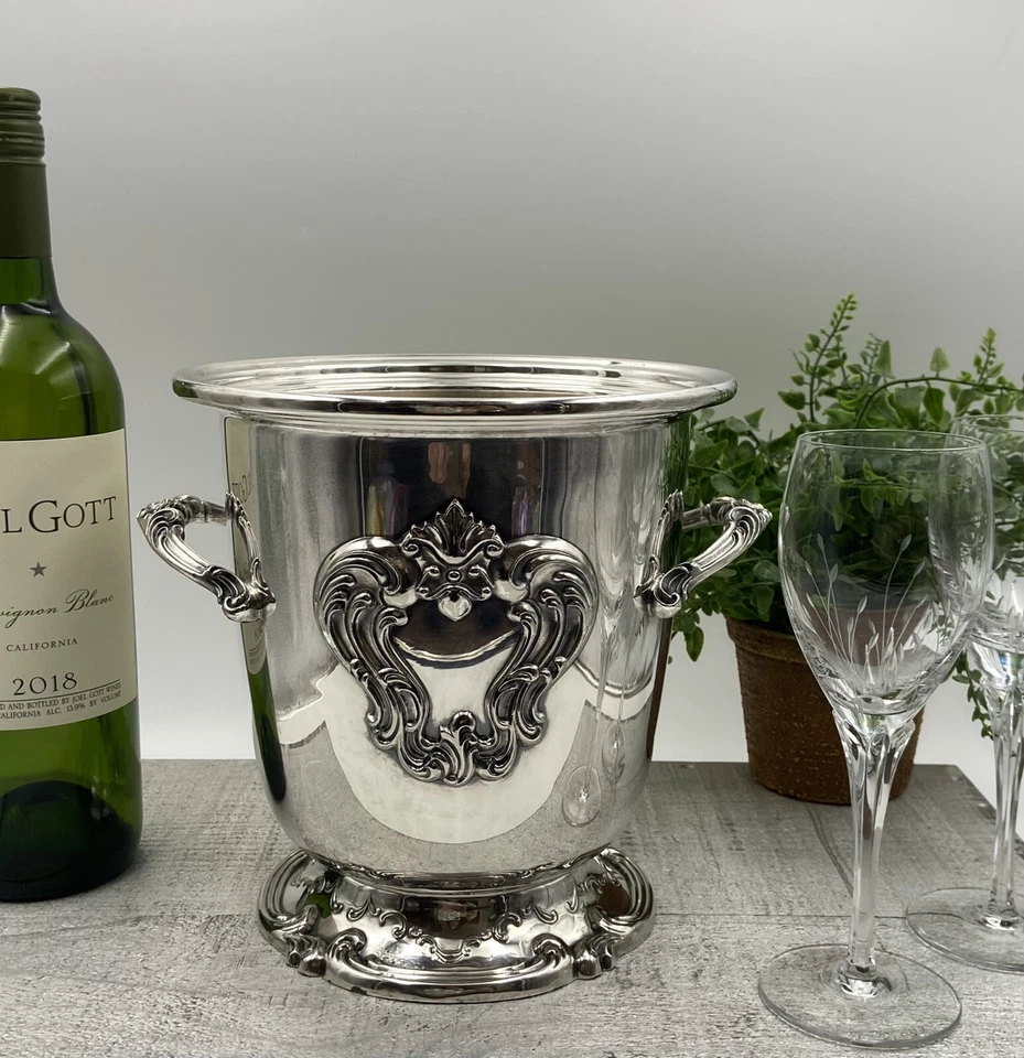 Cubo de hielo de colección Gorham CHANTILLY plateado ENFRIADOR DE VINO asas 8” años 50’s Foto 2 de 4