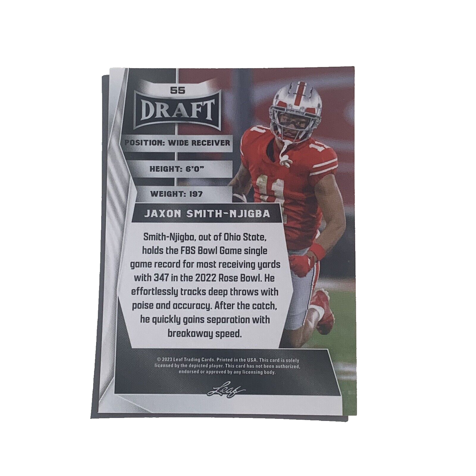 2023 Leaf Draft Football Card 55 Jaxon SmithNjigba Red Parallel eBay