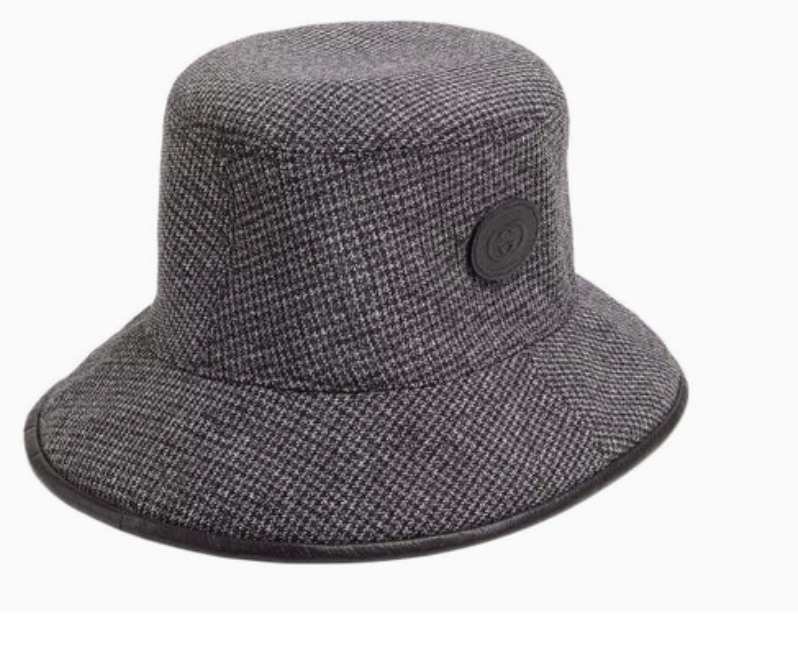NWT Gucci New Bob Double Drap Grey Black GG Bucket Hat size 