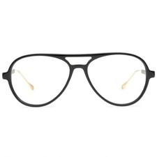 Aviator Glasses Thin Light Acetate Eyeglasses Large Lens Metal Temple Tip Black