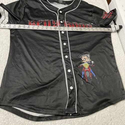 Betty Boop Shirt Motorcycle Graphic Adult XL Black Short Sleeve Biker Botton Up - Picture 16 of 22
