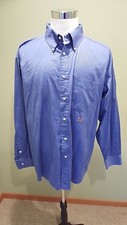 Classic Tommy Hilfiger Men's Long Sleeve Button Down Blue 80's 2 Ply Shirt, XL
