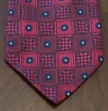 Vintage Xmi Platinum Red Hand Made 100% Imported Silk Mens Neck Tie Made In USA