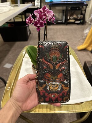Cangji Handmade Leather Carving Leather Wallet RARE Gorgeous Colorway