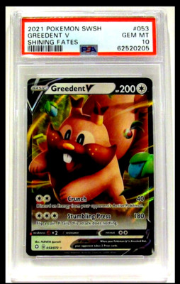 Collector Pokemon Card Greedent V Pokmon Card  Ultra Rare #53/72 From  Shining Fates Set  Near Mint Condition, Holo Finish, English Greedent V  Price