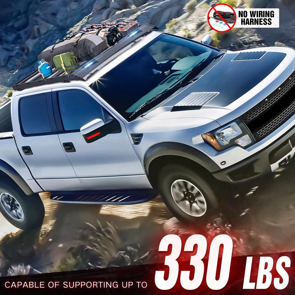 For 09-2014 Ford F-150&Raptor SuperCrew Cab Rooftop Cargo Carrier Luggage Holder - Image 3 of 4