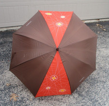 Vintage Mid Century 40" ARAMIS Rain Umbrella COMPASS THEME Wood Handle