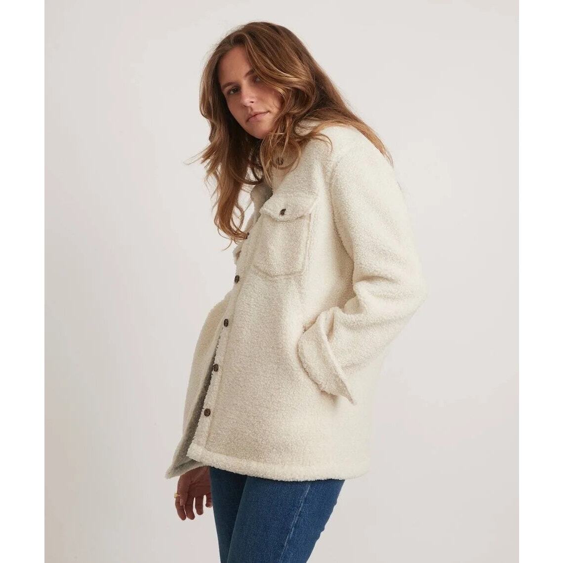 NWT Marine Layer Eden Sherpa Overshirt Ivory Size XS