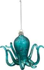 Glass BLUE OCTOPUS Coastal Nautical Christmas Ornament, Primitives by Kathy