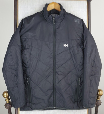 HELLY HANSEN Size Large Womens Full Zip Black Subtle Floral Insulated Jacket