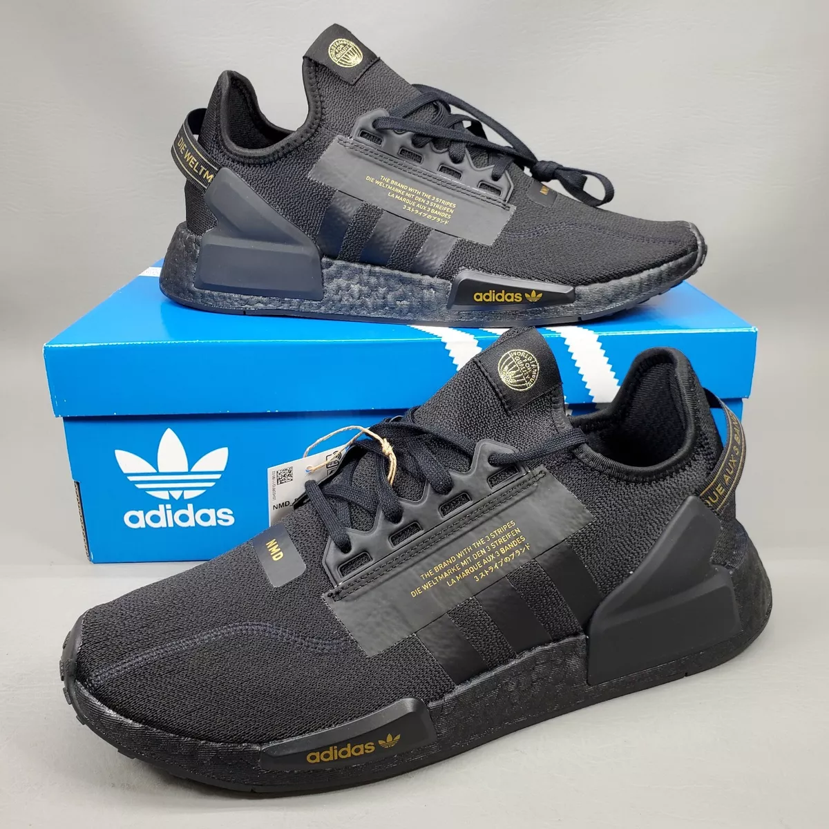 Creek Trafik Playful adidas NMD R1 V2 Shoes Running Sneakers HP3251 Triple Black Gold Mens Size  11 | eBay