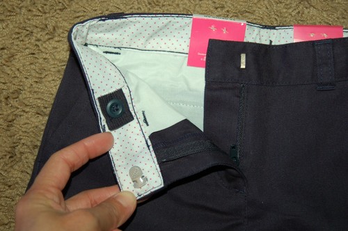 NWT Girls Dockers Navy Regular Fit Flat Front Uniform Shorts Size 6X Adj Waist - Picture 2 of 4