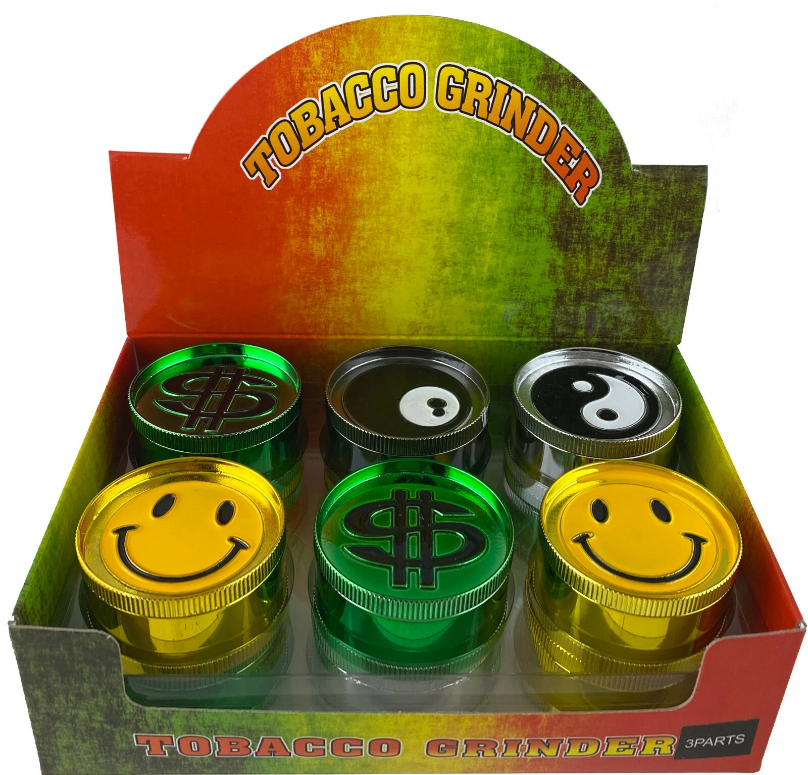 12 PACK 2" 3PC Tobacco Herb Spice Indent Grinder Smoke Crusher Shinny Candy
