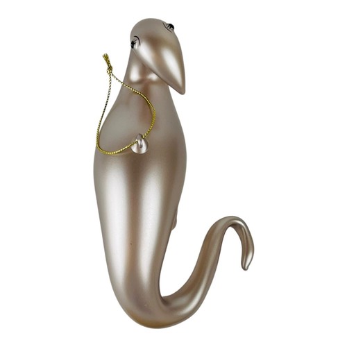 Vintage Brontosaurus Dinosaur Glass Christmas Ornament Gray Silver 5.5 Inch - Picture 6 of 11