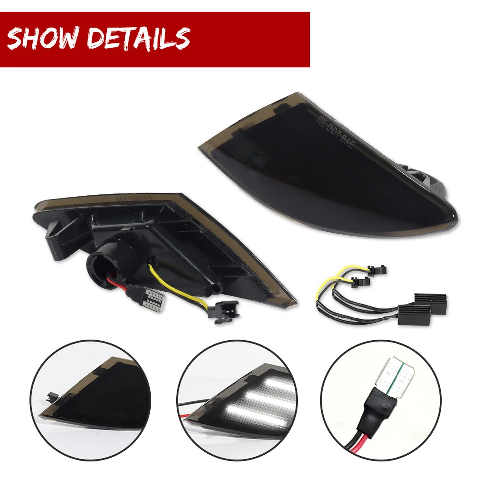 Par de luces de señalización laterales LED blancas lentes negras para Mercedes Clase R 2006-2010 W251 Foto 3 de 4