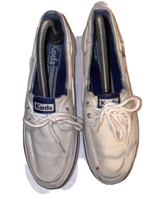 Keds Boat Shoes Sneakers Woman Size White And Light Blue Liner University 